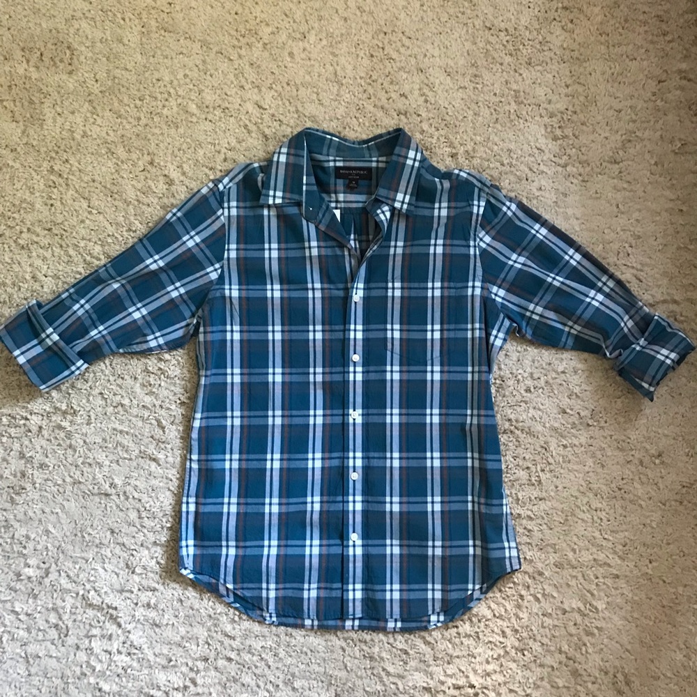 NWT Banana Republic Plaid Botton Down Shirt